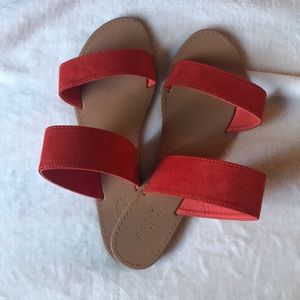 Orange double strap sandal